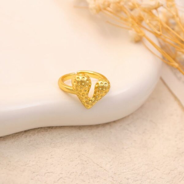 Trendy Gold Heart Adjustable Ring