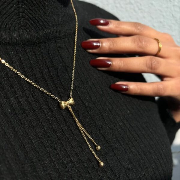 Gold Bow Knot Pendant Necklace