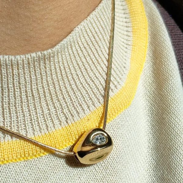 Gold Nugget Pendant Necklace with Diamond Accent