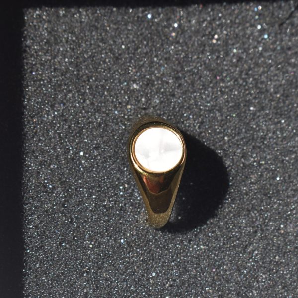 Gold Plated Mother of Pearl Oval Signet Ring