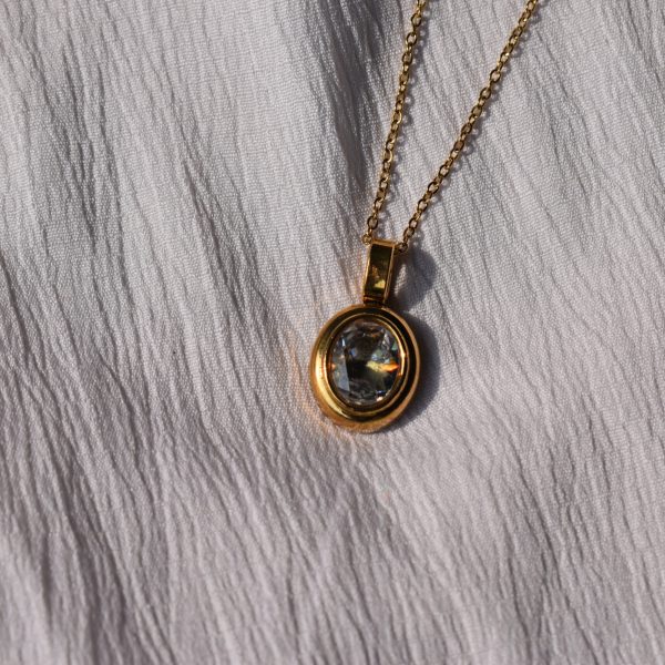 Gold Crystal Pendant Necklace