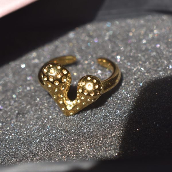 Trendy Gold Heart Adjustable Ring
