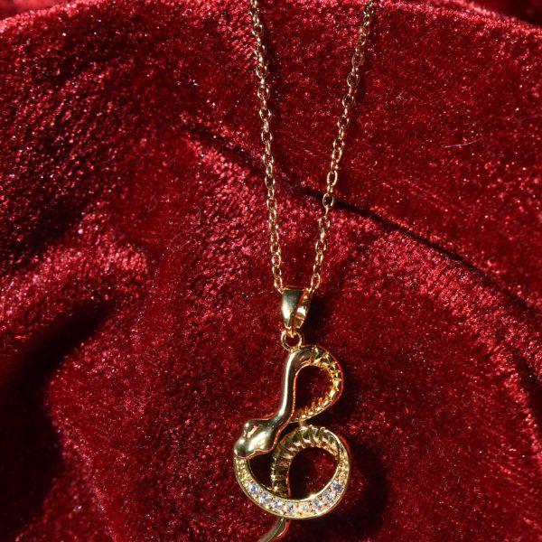 Gold Snake Pendant Necklace