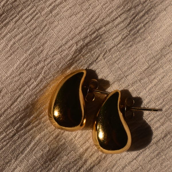 Gold Teardrop Stud Earrings