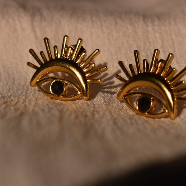 Evil Eye Gold Stud Earrings