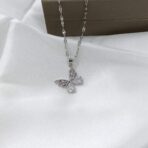 Butterfly Pendant Necklace with Crystal Design