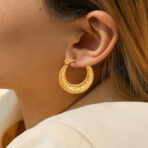 Golden Textured Hoop Earrings