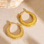 Golden Textured Hoop Earrings