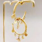 Gold Hoop Earrings with Heart & Flower Charms