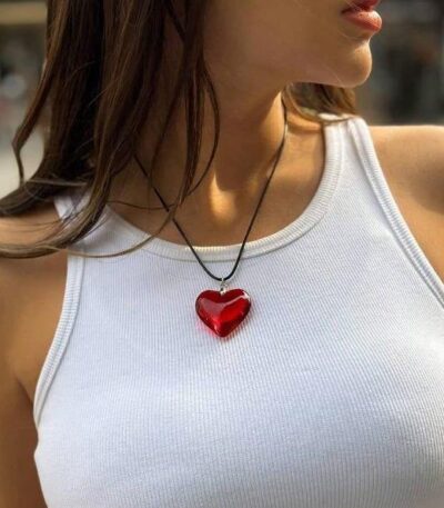 Glossy Red Heart Pendant