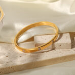 Gold Bangle Bracelet with Stone