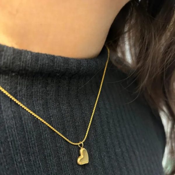 Minimalist Gold Heart Pendant Necklace for Women