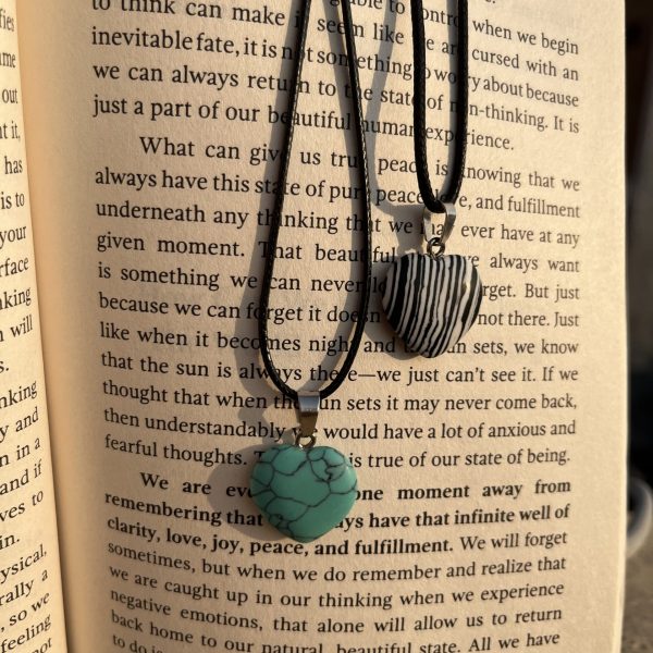 Zebra Patterned heart Pendant Necklace.