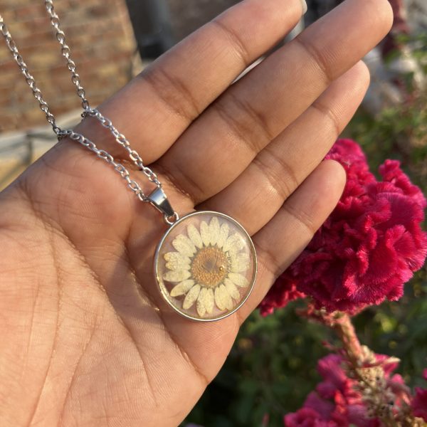 Sunflower Resin Deck Pendant Necklace