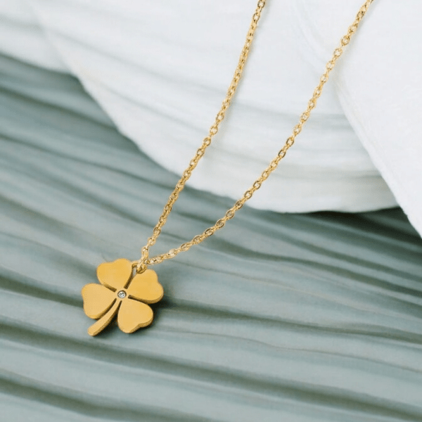 Gold Four-Leaf Clover Pendant Necklace