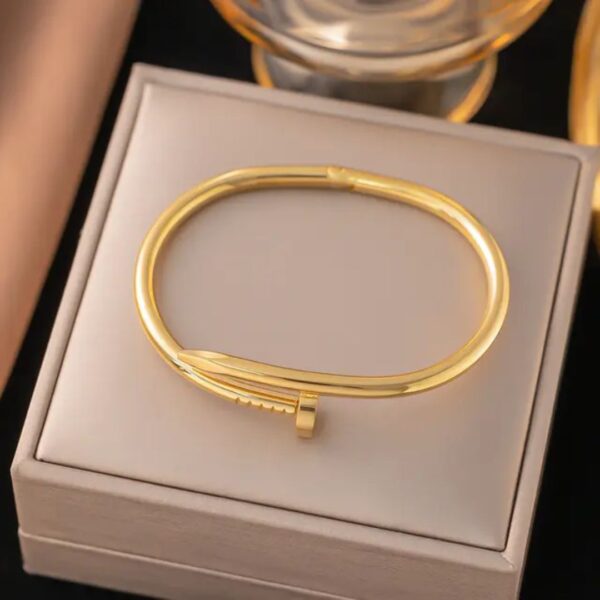 Gold Nail Bangle Bracelet