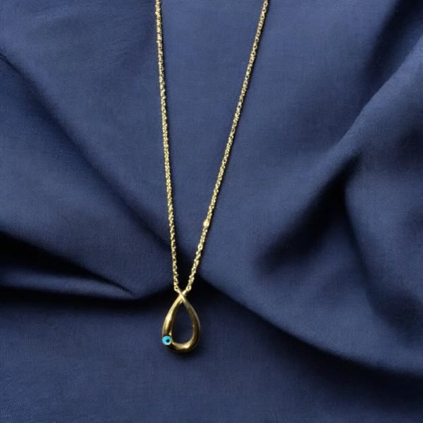 Gold Teardrop Pendant Necklace