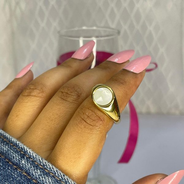 Oval White Stone Ring