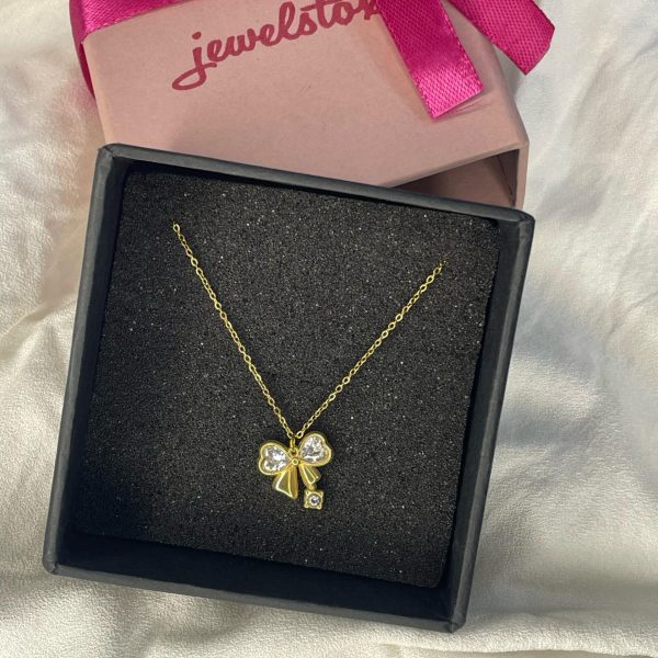 Golden Crystal Bow Pendant