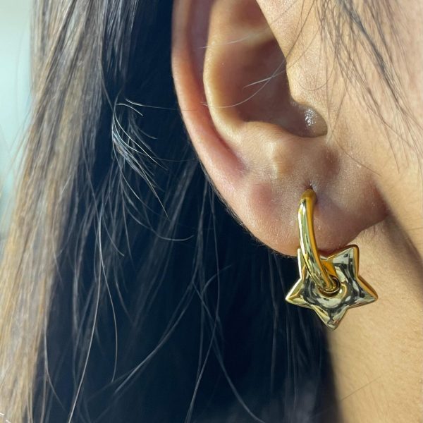 Golden Star Hoop Earrings