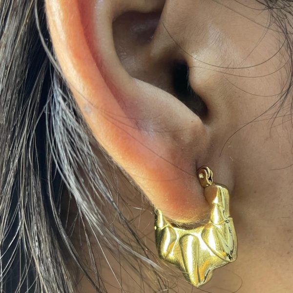 Golden Ripple Hoops Earrings