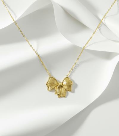 Gold Bow Pendant Necklace