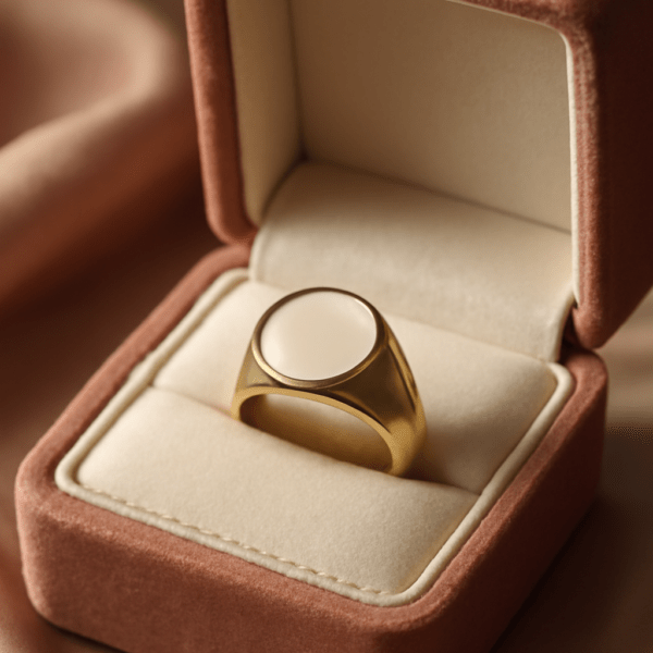 Gold Plated Mother of Pearl Oval Signet Ring