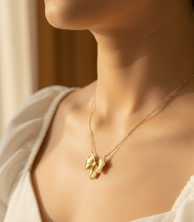 Gold Bow Pendant Necklace