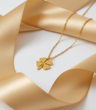 Gold Four Leaf Clover Pendant Necklace