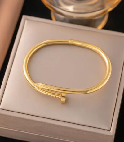 Gold Nail Bangle Bracelet
