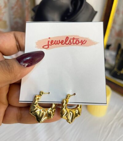 Golden Ripple Hoops Earrings