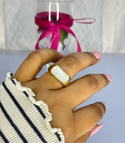 White Stone Gold Ring