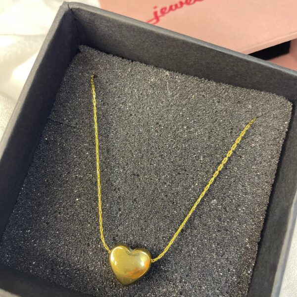 Golden Puff Heart Necklace