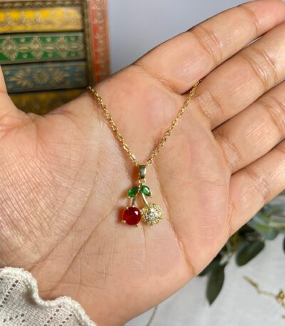 Ruby Sparkle Cherry Pendant