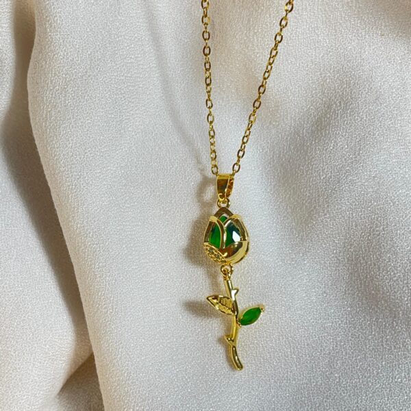 Emerald Bloom Rose Necklace