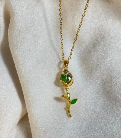 Emerald Bloom Rose Necklace