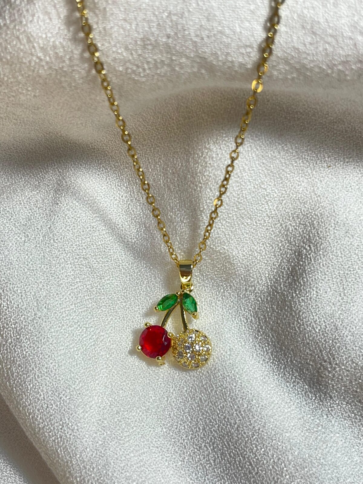 Ruby Sparkle Cherry Pendant