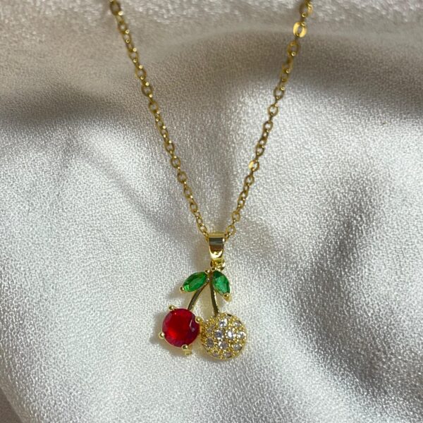 Ruby Sparkle Cherry Pendant