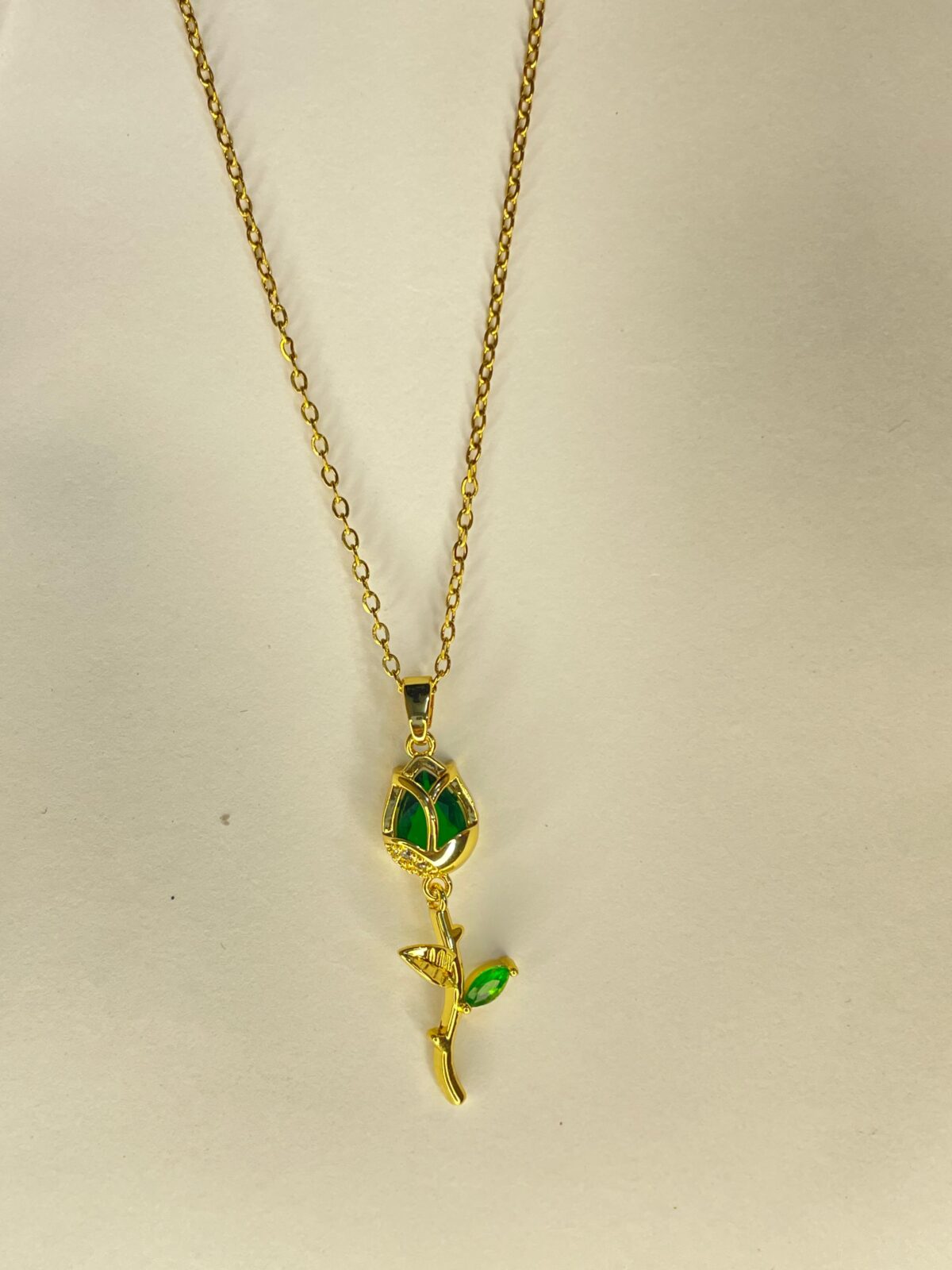 Emerald Bloom Rose Necklace