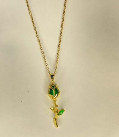 Emerald Bloom Rose Necklace