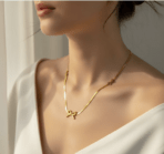Gold Bow-Tie Snake Chain Necklace
