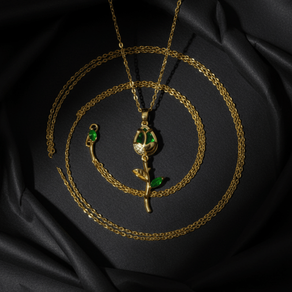 Emerald Bloom Rose Necklace