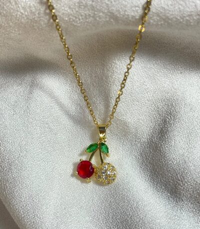Ruby Sparkle Cherry Pendant