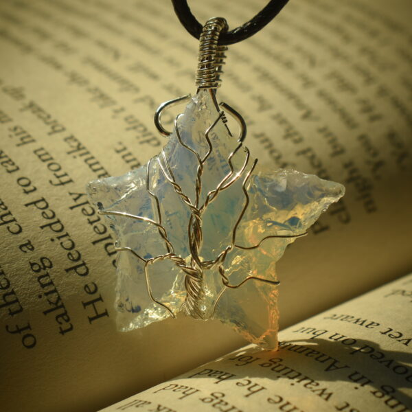 Opalite Star Wire-Wrapped Pendant Necklace