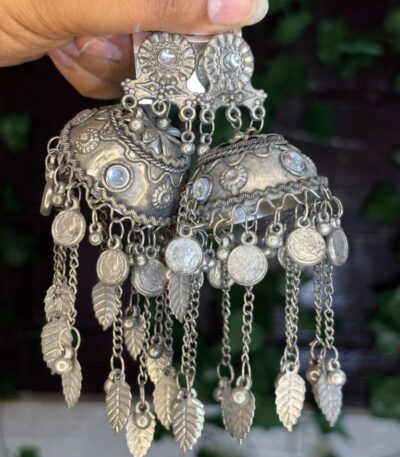 Silver Coin Leaf Jhumkas