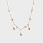 Gold Crystal Teardrop Charm Necklace for Women