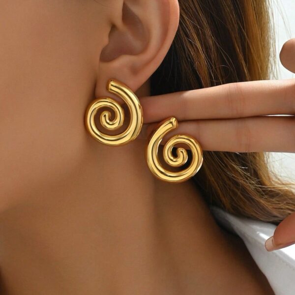 Spiral Gold Statement Earrings