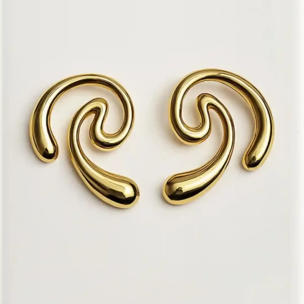 Liquid Gold Wave Earring