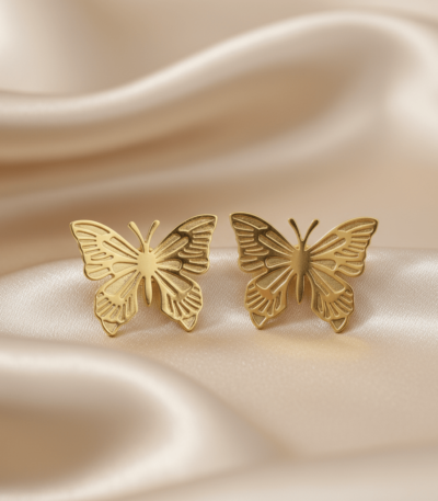 Gold Plated Butterfly Stud Earrings
