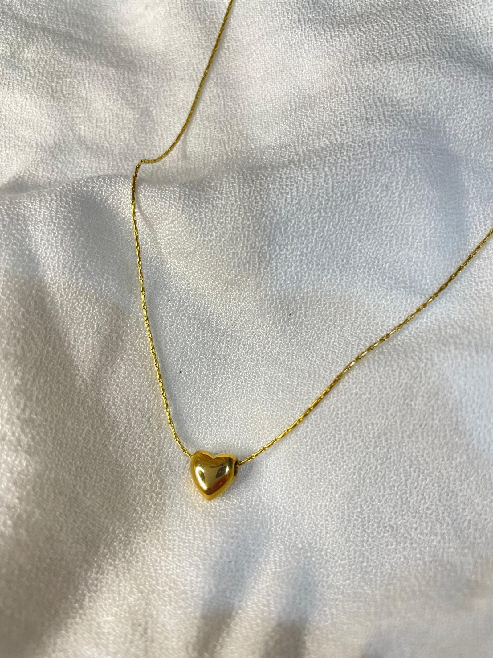 Golden Puff Heart Necklace - Image 3